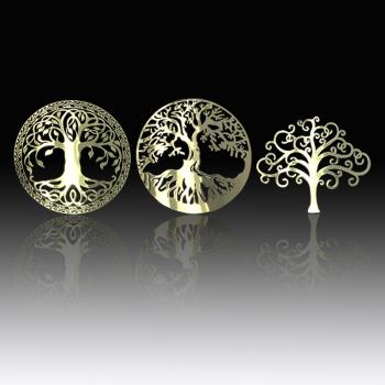 創意個性花紋圖案財富之樹豐盛樹金屬貼紙手機后殼背貼電腦裝飾貼