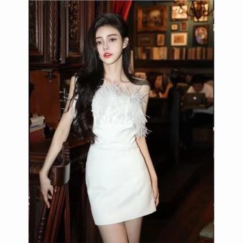 生日party宴會輕奢名媛風小禮服裙女法式復古性感抹胸吊帶連衣裙