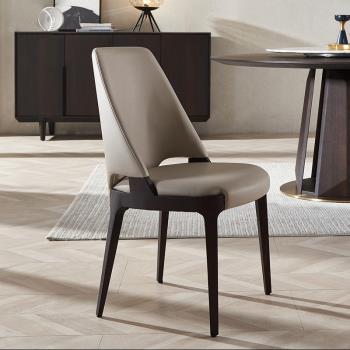 意式極簡實木家用椅子餐椅客廳輕奢休閑單人椅設計師創意洽談椅