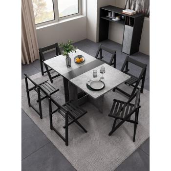 折疊餐桌家用小戶型折疊枱北歐餐桌椅組合現代簡約長方形吃飯桌子