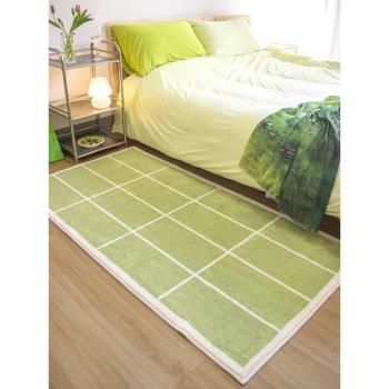 ins風地毯臥室床邊毯女生床前長條墊房間加厚毛毯地墊綠色飄窗墊