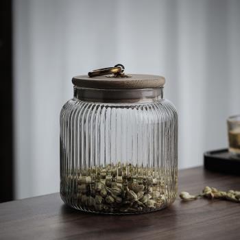 林子茶憶 家用密封罐小號透明日式玻璃茶葉罐茶倉 便攜儲存收納罐