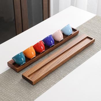 木質桌面中式客廳復古風茶杯收納置物架水杯茶杯具防塵杯託瀝水架