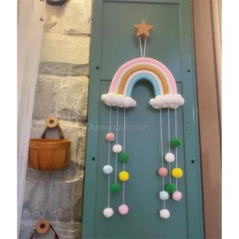 ins北歐彩虹編織掛飾兒童房創意裝飾掛件幼兒園背景墻布置成品