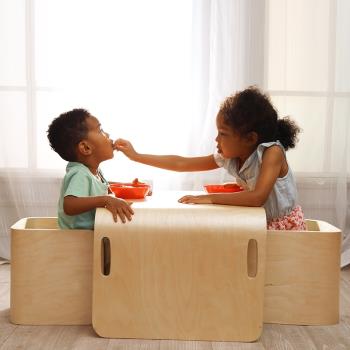 兒童寫字桌椅套裝寶寶多功能玩具學習桌書桌小孩桌幼兒園實木桌子