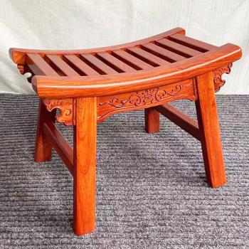 非洲花梨木新中式換鞋凳實木矮凳雕花板凳家用紅木凳子方凳馬鞍凳