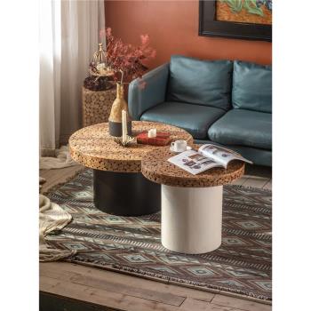 創意組合茶幾客廳家用復古小戶型小桌子沙發茶桌圓形邊幾網紅圓桌