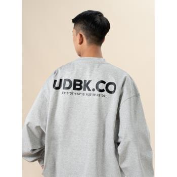 Underbroken(UDBK)品牌印花385g重磅純棉長袖寬松休閑國潮簡約T恤