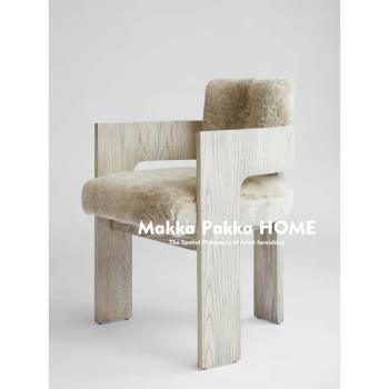 北歐中古實木餐椅侘寂風復古單人休閑椅子樣板間售樓處餐椅酒店椅