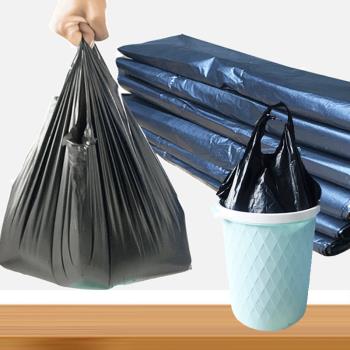 手提垃圾袋加厚背心式垃圾袋辦公室廚房一次性黑色塑料袋家用實惠