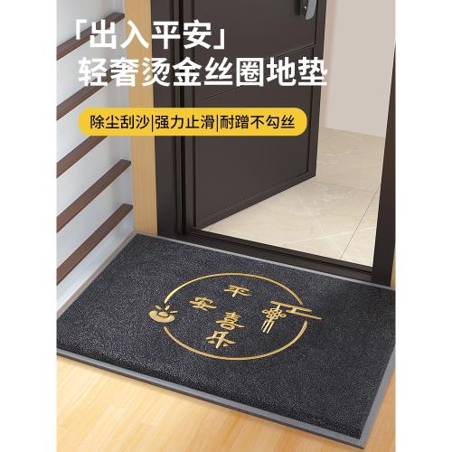 新中式入戶門地墊耐臟免洗絲圈厚輕奢簡約現代門外進門門口高級感