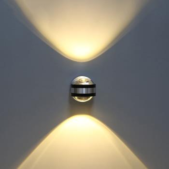北歐時尚簡約led創意雙面水晶壁燈上下發光酒店ktv走廊背景墻燈具