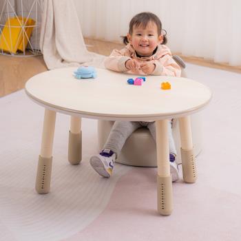 兒童花生桌木紋可升降早教桌子嬰兒寶寶幼兒園學習閱讀韓國豌豆桌
