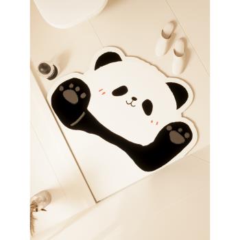 卡通可愛風熊貓浴室地墊吸水速干腳墊防滑門墊衛生間地毯家用腳墊