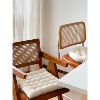 日式素色方形坐墊榻榻米蒲團方形圓形餐椅可綁帶陽臺布藝飄窗椅墊