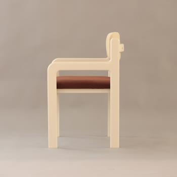 法式奶油風餐椅北歐ins咖啡廳實木軟包椅酒店會所白蠟木招待椅