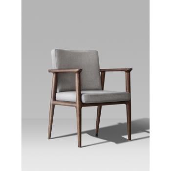 餐椅設計師中式現代創意北歐實木簡約帶扶手餐椅成人老人麻將椅子