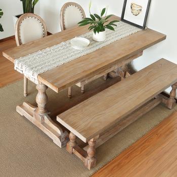 美式鄉村實木餐桌椅組合法式家用小戶型簡約歐式長方形多功能桌子