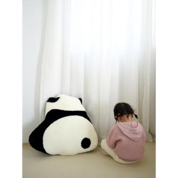 背影熊貓毛絨抱枕家居臥室沙發大靠背床頭靠墊蒲團坐墊飄窗枕頭