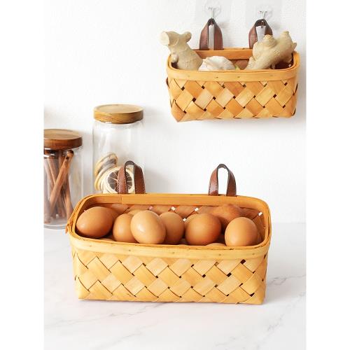 姜蒜收納筐編織掛籃廚房生姜蒜頭大蒜雞蛋水果壁掛菜籃藤編收納盒