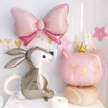 皇冠貓咪恐龍兔子鋁膜氣球生日卡通兒童寶寶百日派對裝飾拍照道具