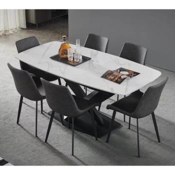 簡約現代巖板伸縮餐桌小戶型家用北歐極簡意大利工藝巖板餐桌飯桌