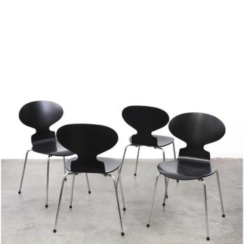 螞蟻椅ins簡約現代設計師原木色黑色無扶手拍攝餐椅7字椅辦公椅