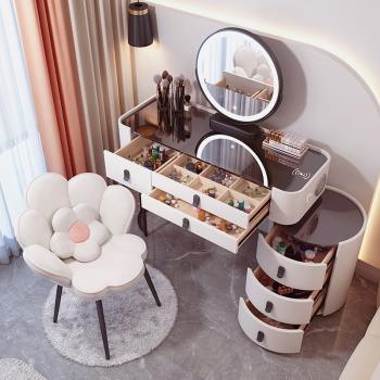 梳妝臺臥室現代簡約 輕奢極簡網紅小戶型可伸縮 化妝桌收納柜一體