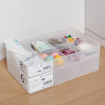 日本進口桌面化妝品收納盒抽屜護膚品整理神器小雜物文具分格儲物
