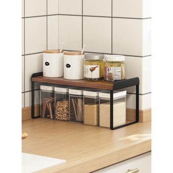 森花廚房臺面調料品分層置物架桌面調料黑色隔層收納日式家用隔板