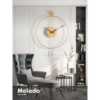 客廳鐘表西班牙時鐘極簡裝飾掛鐘現代簡約大氣網紅壁鐘掛墻免打孔