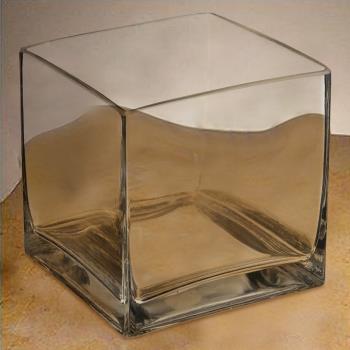 透明玻璃花瓶魚缸家居現代客廳臺面正方形方缸20cm大號玻璃缸加厚