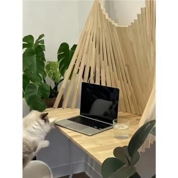 大師設計實木輕奢風電腦桌極簡家用臥室高級感工作臺網紅折疊書桌