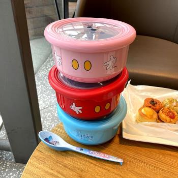 304不銹鋼飯盒防滑飯碗兒童學生餐具套裝卡通帶飯水果保鮮盒湯碗