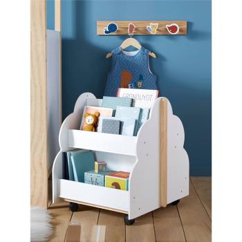 兒童書架閱讀區繪本架落地可移動家用書柜樣板間玩具儲物木質家具