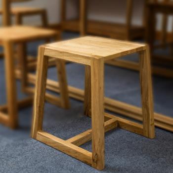 實木小方凳新中式榆木換鞋凳子家用原木創意客廳簡約矮凳木頭板凳