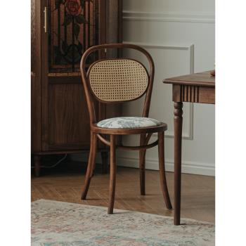 物應20號餐椅法式簡約家用書桌椅日式北歐復古靠背網紅藤編椅ton