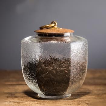 錘紋玻璃茶葉罐紅茶白茶綠茶儲存罐透明儲物罐密封罐花茶罐子瓶子