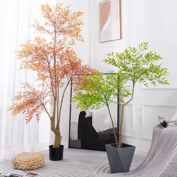 大型北歐模擬綠植南天竹服裝店擺設客廳落地盆栽仿生植物裝飾假樹