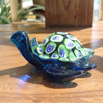現代創意淄博琉璃海龜手工藝品魚缸海洋動物家居客廳裝飾品小擺件