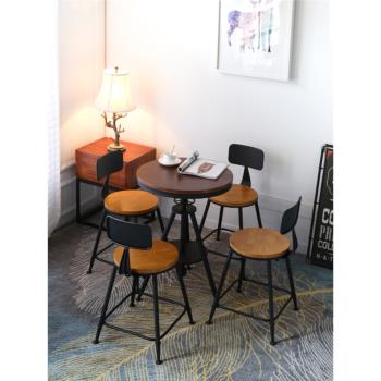 簡約陽臺桌椅組合鐵藝桌椅3件套奶茶店咖啡廳創意休閑實木小茶幾