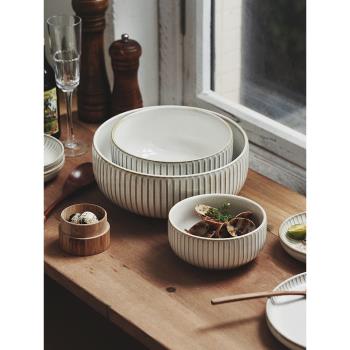 創意北歐陶瓷復古碗盤套裝餐廳牛排盤點心盤面碗湯碗家用深盤飯碗