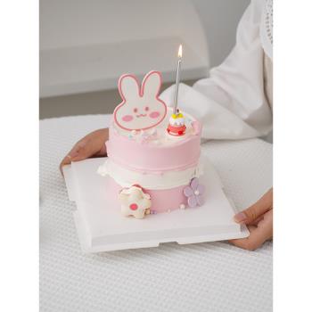 網紅可愛兔子蛋糕裝飾擺件少女心粉嫩兔兔生日派對甜品臺插件裝扮
