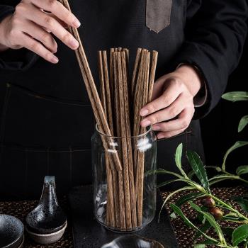 雞翅木筷子 家用無漆無蠟天然實木筷子家庭日式餐具高檔快子1雙裝
