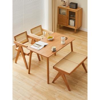 北歐實木餐桌現代簡約輕奢長方形日式桌椅組合吃飯桌子家用小戶型