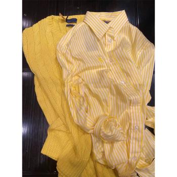 黃色條紋襯衫女法式高級感別致漂亮小衫獨特上衣超好看真絲襯衣秋