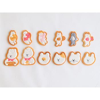 日本minne×cotta聯名卡通可愛小動物貓咪糖霜曲奇餅干烘焙按壓模