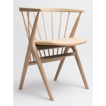 北歐餐椅Sibast No8設計師椅子弧背實木餐椅頭層牛皮真皮家用書椅
