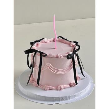 黑色簡約風仙女蝴蝶結蛋糕裝飾絲帶1cm緞帶彩帶純色綁帶烘焙扎帶