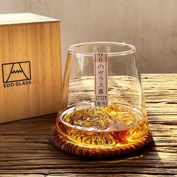 家用創意簡約富士山高檔洋酒杯觀山杯茶杯耐熱威士忌酒杯玻璃杯子
